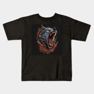 Intense Wolf tearing Kids T-Shirt